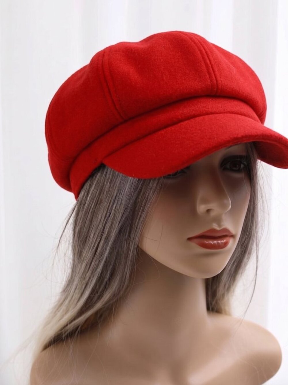 Minimalist Newsboy Baker Boy Cap Red